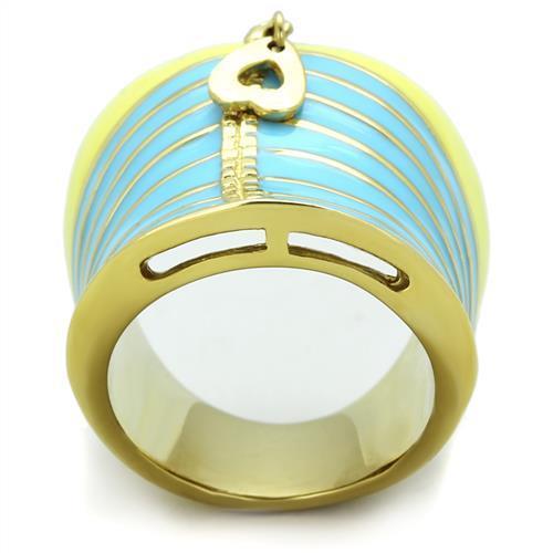 TK1623 - IP Gold(Ion Plating) Stainless Steel Ring with Epoxy  in Multi Color-2