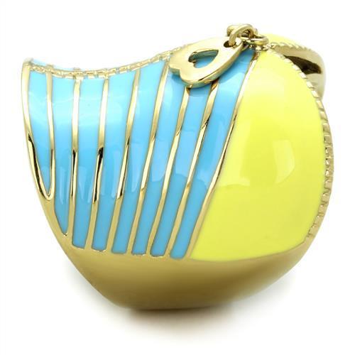 TK1623 - IP Gold(Ion Plating) Stainless Steel Ring with Epoxy  in Multi Color-3