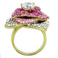 TK1624 - IP Gold(Ion Plating) Stainless Steel Ring with AAA Grade CZ  in Clear-2