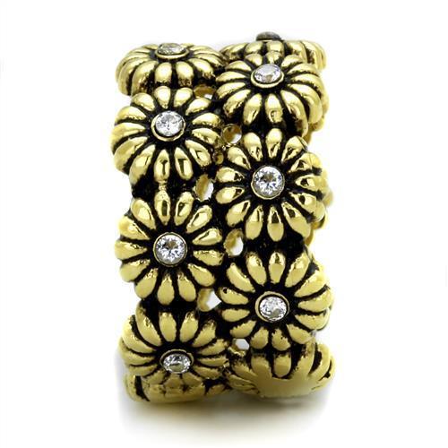 TK1626 - IP Gold(Ion Plating) Stainless Steel Ring with AAA Grade CZ  in Clear-3