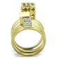 TK1630 - IP Gold(Ion Plating) Stainless Steel Ring with AAA Grade CZ  in Clear-2