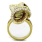TK1635 - IP Gold(Ion Plating) Stainless Steel Ring with Top Grade Crystal  in Multi Color-2