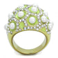 TK1636 - IP Gold(Ion Plating) Stainless Steel Ring with Synthetic Pearl in White-2
