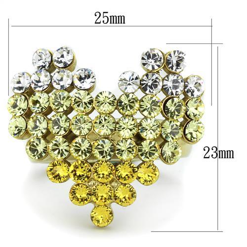TK1642 - IP Gold(Ion Plating) Stainless Steel Ring with Top Grade Crystal  in Multi Color-1