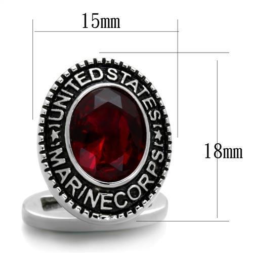 TK1646 - High polished (no plating) Stainless Steel Cufflink with Synthetic Synthetic Glass in Siam-1