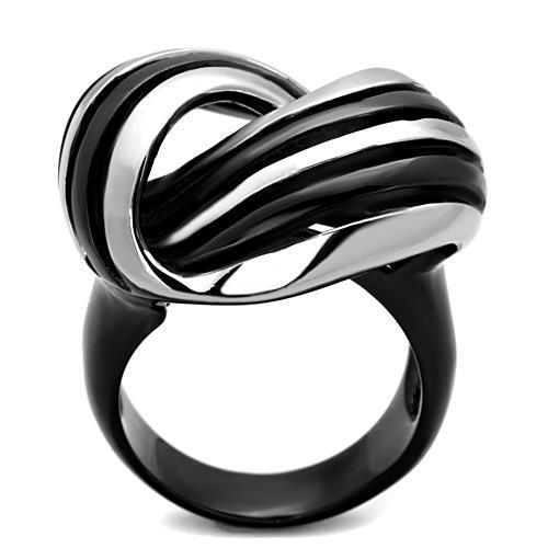 TK1660 - Two-Tone IP Black Stainless Steel Ring with No Stone-2