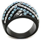 TK1663 - Two-Tone IP Black Stainless Steel Ring with Top Grade Crystal  in Sea Blue-2