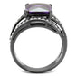 TK1665LJ - IP Light Black  (IP Gun) Stainless Steel Ring with AAA Grade CZ  in Amethyst-2