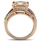 TK1665 - IP Rose Gold(Ion Plating) Stainless Steel Ring with AAA Grade CZ  in Champagne-2