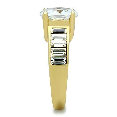 TK1675 - IP Gold(Ion Plating) Stainless Steel Ring with AAA Grade CZ  in Clear-3