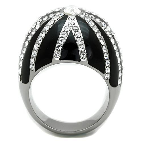 TK1679 - High polished (no plating) Stainless Steel Ring with Top Grade Crystal  in Clear-2