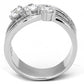 TK1683 - High polished (no plating) Stainless Steel Ring with AAA Grade CZ  in Clear-2