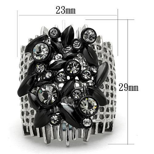 TK1687 - Two-Tone IP Black Stainless Steel Ring with Top Grade Crystal  in Black Diamond-1