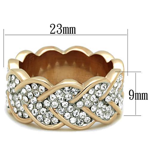 TK1691 - Two-Tone IP Rose Gold Stainless Steel Ring with Top Grade Crystal  in Clear-1