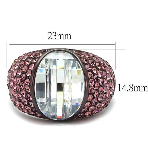 TK1692DC - IP Dark Brown (IP coffee) Stainless Steel Ring with AAA Grade CZ  in Clear-1