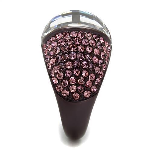 TK1692DC - IP Dark Brown (IP coffee) Stainless Steel Ring with AAA Grade CZ  in Clear-3