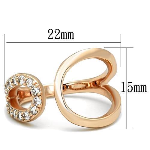 TK1694 - IP Rose Gold(Ion Plating) Stainless Steel Ring with AAA Grade CZ  in Clear-1