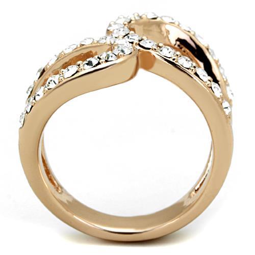 TK1695 - IP Rose Gold(Ion Plating) Stainless Steel Ring with Top Grade Crystal  in Clear-2
