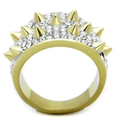 TK1697 - Two-Tone IP Gold (Ion Plating) Stainless Steel Ring with Top Grade Crystal  in Clear-2