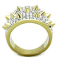 TK1697 - Two-Tone IP Gold (Ion Plating) Stainless Steel Ring with Top Grade Crystal  in Clear-2