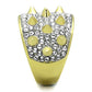 TK1697 - Two-Tone IP Gold (Ion Plating) Stainless Steel Ring with Top Grade Crystal  in Clear-3