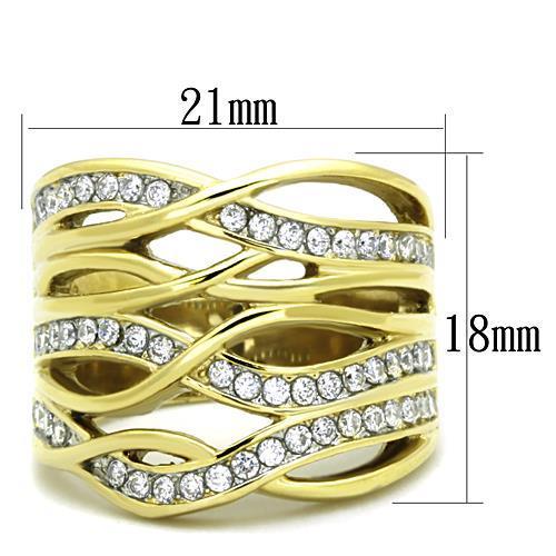 TK1699 - Two-Tone IP Gold (Ion Plating) Stainless Steel Ring with AAA Grade CZ  in Clear-1