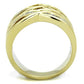 TK1699 - Two-Tone IP Gold (Ion Plating) Stainless Steel Ring with AAA Grade CZ  in Clear-2