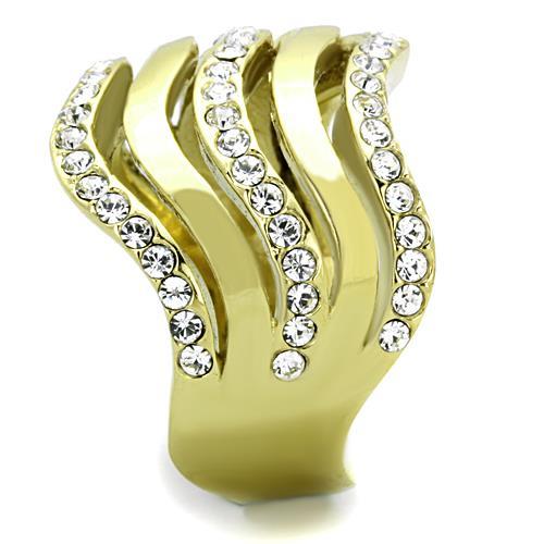 TK1700 - IP Gold(Ion Plating) Stainless Steel Ring with Top Grade Crystal  in Clear-3
