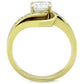 TK1701 - Two-Tone IP Gold (Ion Plating) Stainless Steel Ring with AAA Grade CZ  in Clear-2