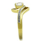 TK1701 - Two-Tone IP Gold (Ion Plating) Stainless Steel Ring with AAA Grade CZ  in Clear-3