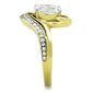 TK1703 - Two-Tone IP Gold (Ion Plating) Stainless Steel Ring with AAA Grade CZ  in Clear-3