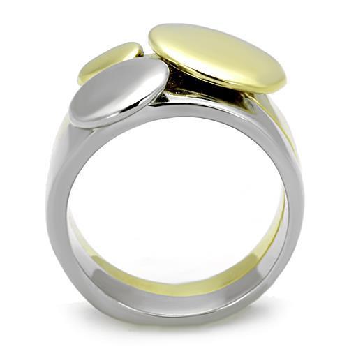 TK1706 - Two-Tone IP Gold (Ion Plating) Stainless Steel Ring with No Stone-2