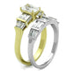 TK1708 - Two-Tone IP Gold (Ion Plating) Stainless Steel Ring with AAA Grade CZ  in Clear-3