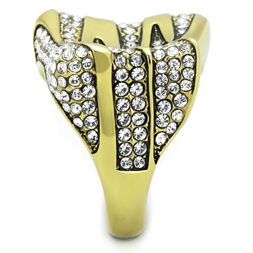 TK1709 - IP Gold(Ion Plating) Stainless Steel Ring with Top Grade Crystal  in Clear-3