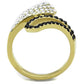 TK1710 - IP Gold(Ion Plating) Stainless Steel Ring with Top Grade Crystal  in Jet-2