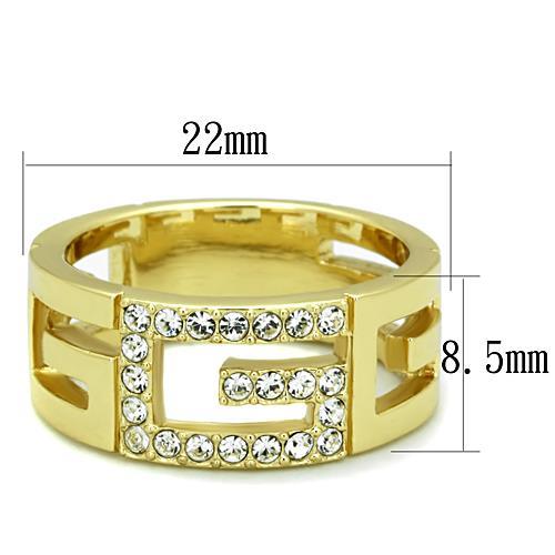 TK1712 - IP Gold(Ion Plating) Stainless Steel Ring with Top Grade Crystal  in Clear-1