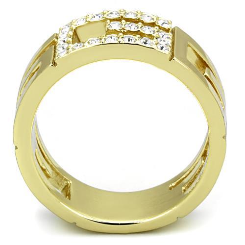 TK1712 - IP Gold(Ion Plating) Stainless Steel Ring with Top Grade Crystal  in Clear-2