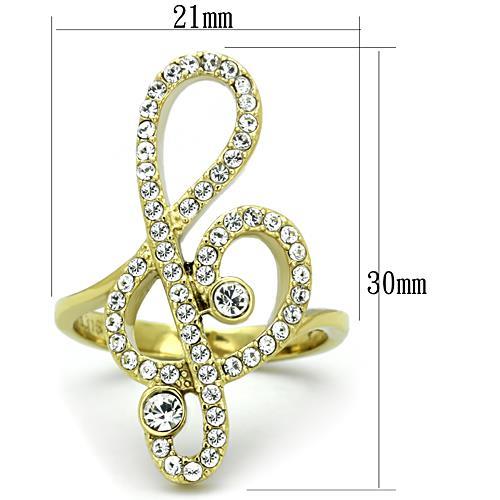TK1714 - IP Gold(Ion Plating) Stainless Steel Ring with Top Grade Crystal  in Clear-1
