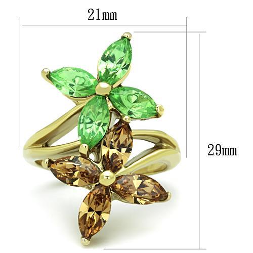 TK1715 - IP Gold(Ion Plating) Stainless Steel Ring with Top Grade Crystal  in Multi Color-1