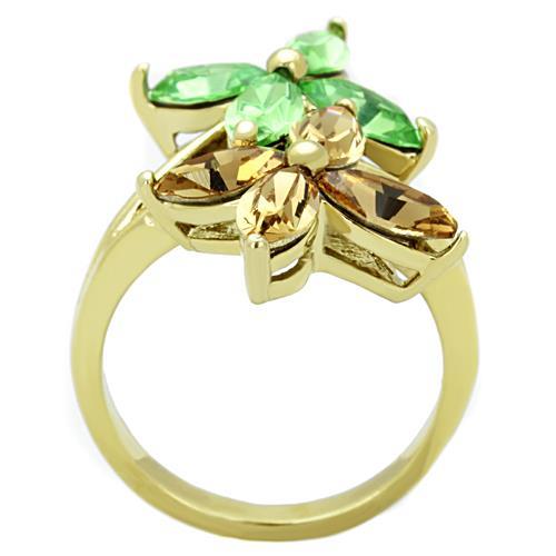 TK1715 - IP Gold(Ion Plating) Stainless Steel Ring with Top Grade Crystal  in Multi Color-2