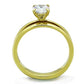 TK1721 - IP Gold(Ion Plating) Stainless Steel Ring with AAA Grade CZ  in Clear-2