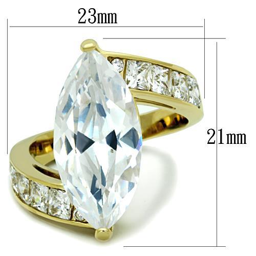 TK1723 - IP Gold(Ion Plating) Stainless Steel Ring with AAA Grade CZ  in Clear-1