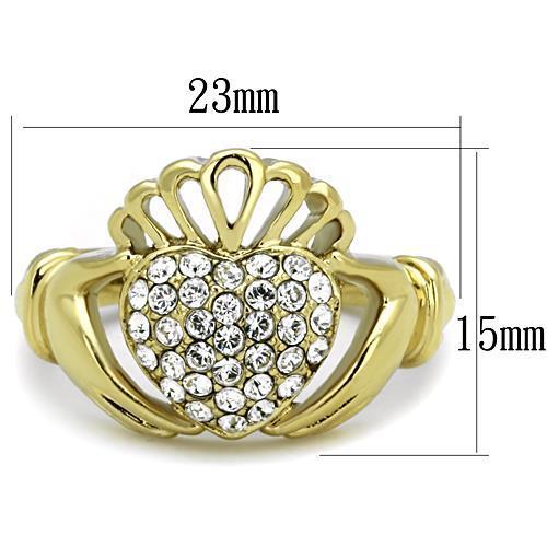 TK1724 - IP Gold(Ion Plating) Stainless Steel Ring with Top Grade Crystal  in Clear-1