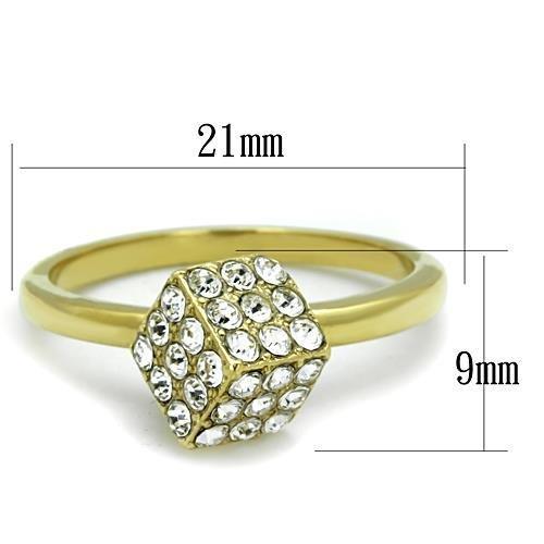 TK1725 - IP Gold(Ion Plating) Stainless Steel Ring with Top Grade Crystal  in Clear-1