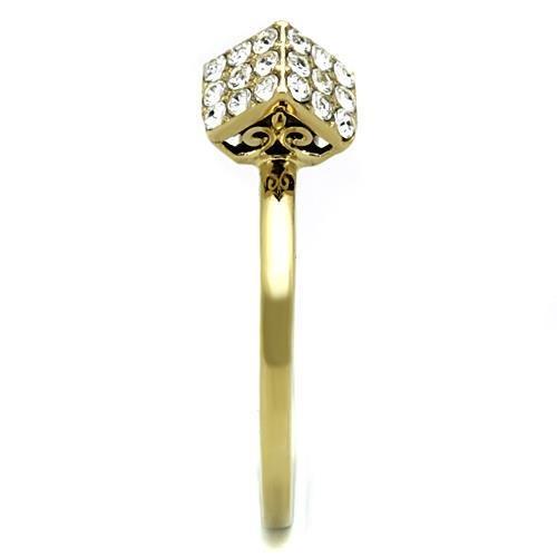TK1725 - IP Gold(Ion Plating) Stainless Steel Ring with Top Grade Crystal  in Clear-3