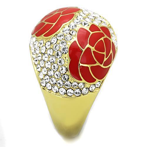 TK1728 - IP Gold(Ion Plating) Stainless Steel Ring with Top Grade Crystal  in Clear-3