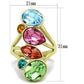TK1729 - IP Gold(Ion Plating) Stainless Steel Ring with Top Grade Crystal  in Multi Color-1