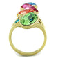 TK1729 - IP Gold(Ion Plating) Stainless Steel Ring with Top Grade Crystal  in Multi Color-2