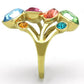 TK1729 - IP Gold(Ion Plating) Stainless Steel Ring with Top Grade Crystal  in Multi Color-3