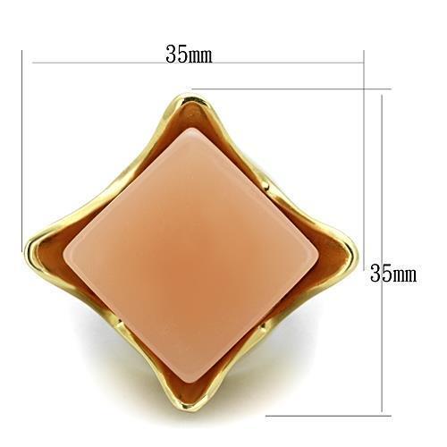 TK1730 - IP Gold(Ion Plating) Stainless Steel Ring with Synthetic Synthetic Stone in Light Rose-1